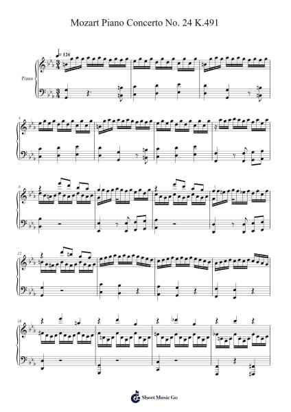 Piano Concerto No. 24 in C Minor, K. 491: Cadenza Sheet Music by Malcolm Bilson-Arr.Blithephne
