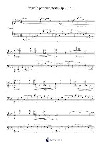 Preludio per pianoforte Op. 61 n. 1 Sheet Music by J. C. Dovicchi-Arr.Gembur