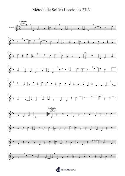 Método de Solfeo Lecciones 27-31 Sheet Music by Hilarión Eslava-Arr.Bairdbian Lystan