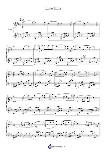 Love Hurts النوتات الموسيقية بواسطة Yiruma-ترتيب.Tybey
