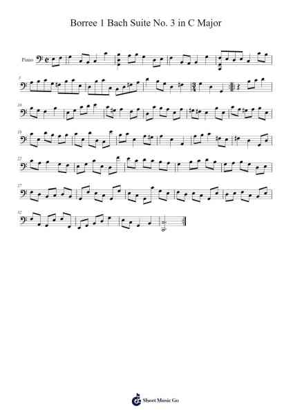 Borree 1 Bach Suite No. 3 in C Major Sheet Music by Johann Sebastian Bach-Arr.Consdrow