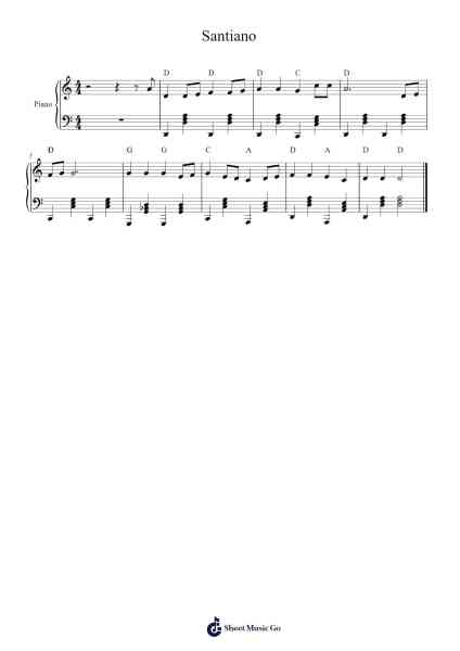 Santiano Sheet Music by Hugues Aufray-Arr.Shawstuart Bergwar