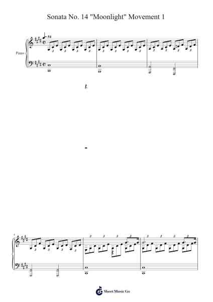 Sonata No. 14 "Moonlight" Movement 1 Musica per pianoforte di Ludwig van Beethoven - Arr.Pistal