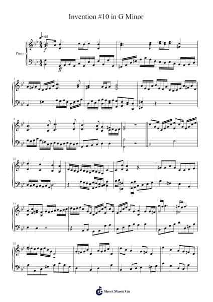 Invention #10 in G Minor Sheet Music by undefined-Arr.Mattvelt
