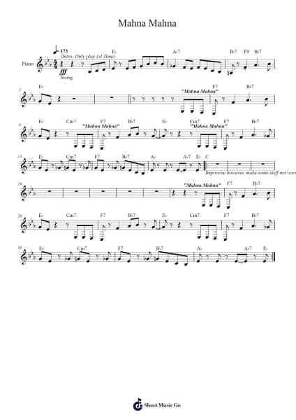 Mahna Mahna Sheet Music by undefined-Arr.Yonnggiles