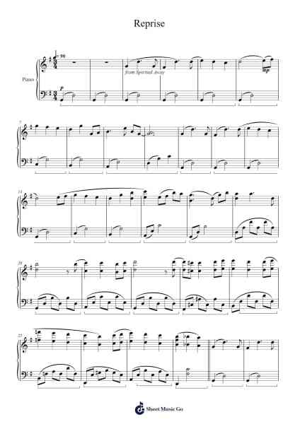 Reprise Sheet Music by Joe Hisaishi-Arr.Minmeg Bobfax