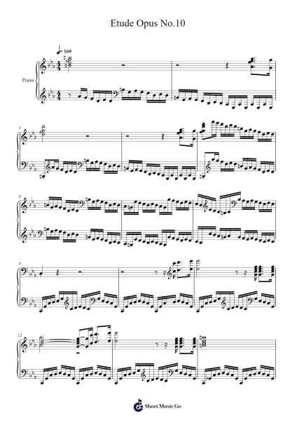 Etude Op. 10 No. 1 in C Major Sheet Music by Frédéric Chopin-Arr.Reyblume Poundtor