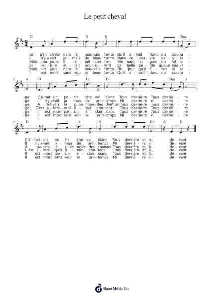 Le petit cheval Sheet Music by Georges Brassens-Arr.Hewkay Brewstience
