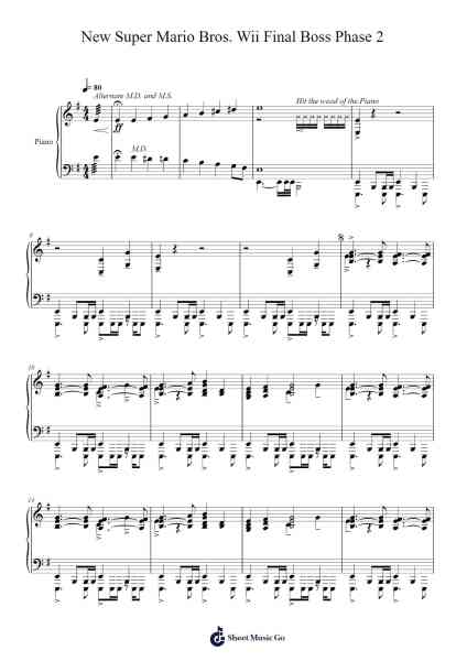 New Super Mario Bros. Wii Final Boss Phase 2 Sheet Music by Shiho Fujii/Ryo Nagamatsu-Arr.Trismark