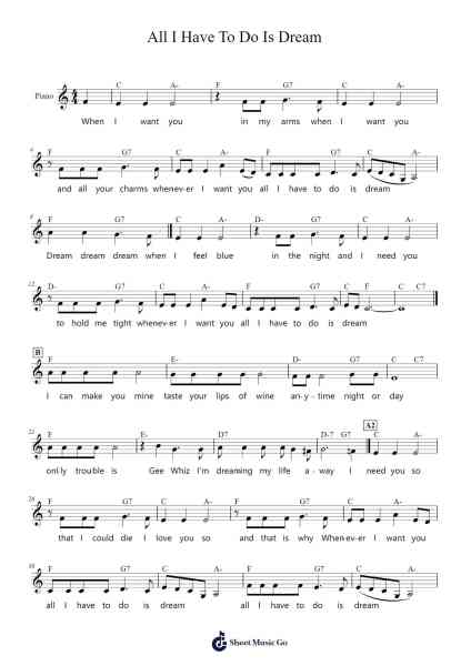 All I Have To Do Is Dream Sheet Music by Boudleaux Bryant-Arr.Blajeames Yulewood