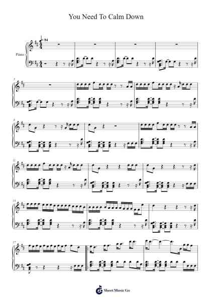 You Need To Calm Down Sheet Music by Taylor Swift-Arr.Kawar Rusfrank