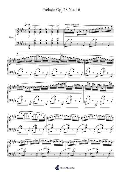 Prélude Op. 28 No. 16 in C# Minor Sheet Music by Frédéric François Chopin-Arr.Betrae Rooqe