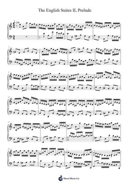 The English Suites, Suite No. 2 in A Minor, BWV 807: I. Prelude Sheet Music by Johann Sebastian Bach-Arr.Sigwy Lorxine