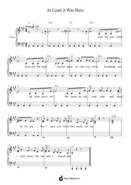 At Least it Was Here Sheet Music by The 88-Arr.Brightfrances
