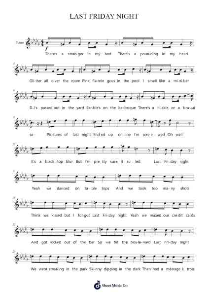 LAST FRIDAY NIGHT Sheet Music by Nethmi Nikagoda-Arr.Wykim Browningsnow