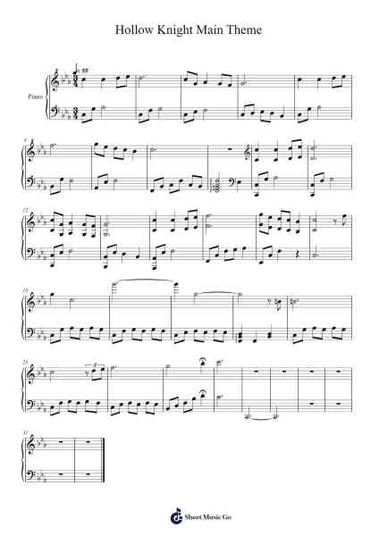 Hollow Knight Main Theme Sheet Music by Christopher Larkin-Arr.Charfra Tesscer