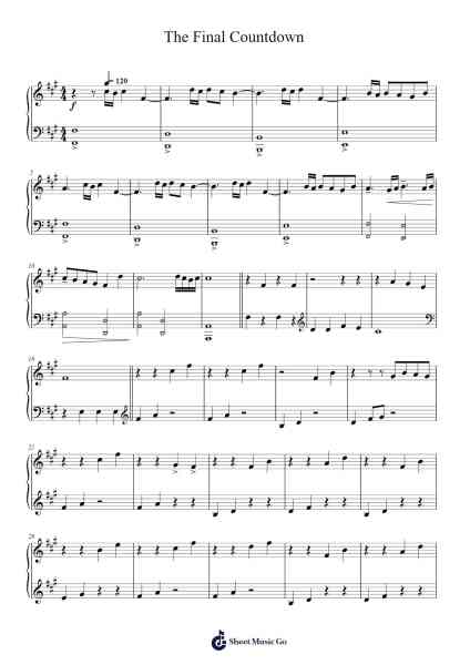 The Final Countdown Sheet Music by Stella Lu-Arr.Consdia Debruth