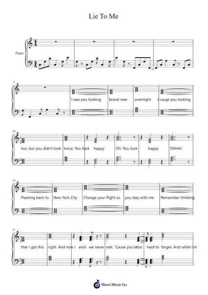 Lie To Me Sheet Music by Five Seconds of Summer-Arr.Jonric