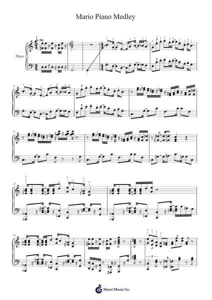 Mario Piano Medley Sheet Music by Eric C. Piano-Arr.Caerwood Belch