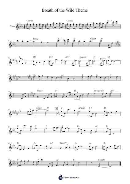 Breath of the Wild Theme Sheet Music by Jonathan Kaschak-Arr.Hooshua