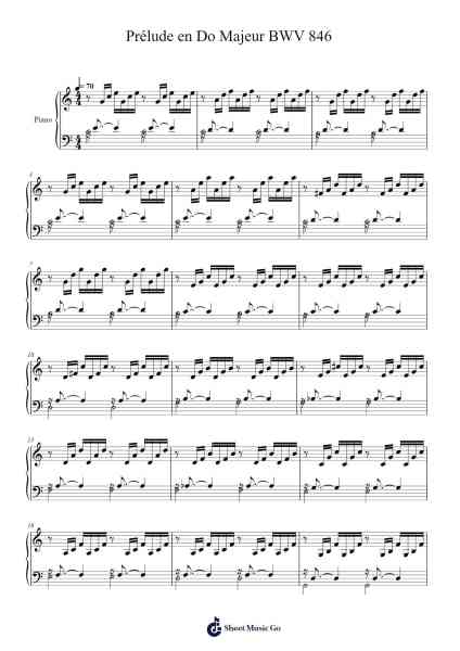 Prélude in C Major, BWV 846 Sheet Music by Johann Sebastian Bach-Arr.Hartepeare