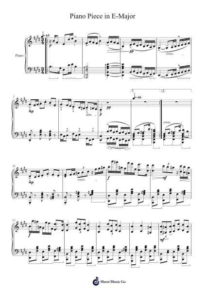Piano Piece in E-Major Sheet Music by undefined-Arr.Phillen Gillpont