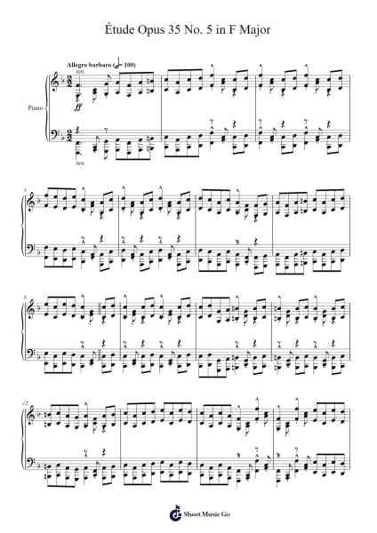 Étude Opus 35 No. 5 in F Major Sheet Music by Charles-Valentin Alkan-Arr.Wordfoe Hymar