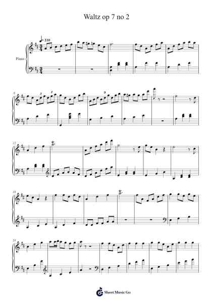 Waltz op 7 no 2 Sheet Music by Wolflor Coltrid-Arr.Oisenwoolf