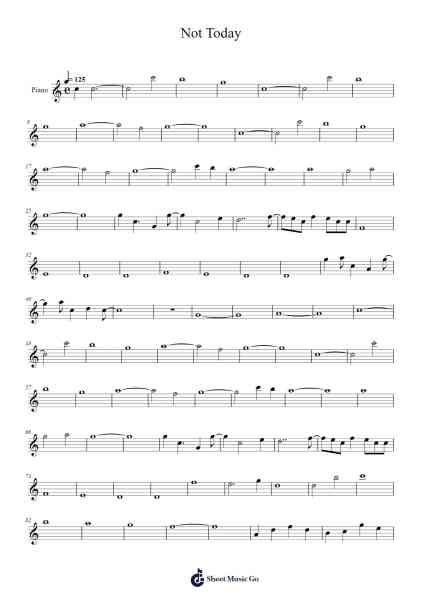 Not Today Sheet Music by Anderson S.R.-Arr.Watblack Jackcoln