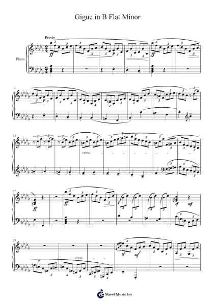 Gigue in B Flat Minor Musica per pianoforte di Vincent - Arr.Galchard