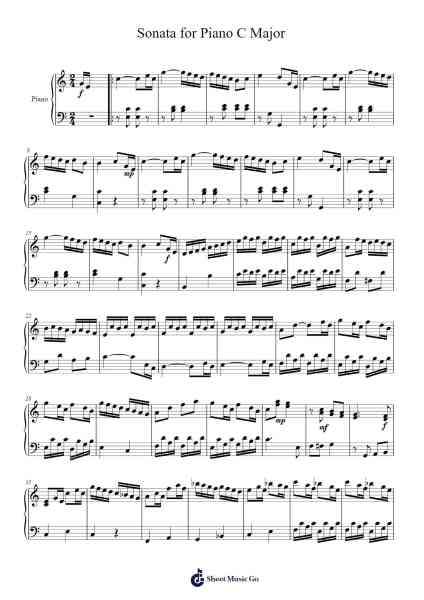 Sonata for Piano C Major Sheet Music by Charles Adams-Arr.Pistal