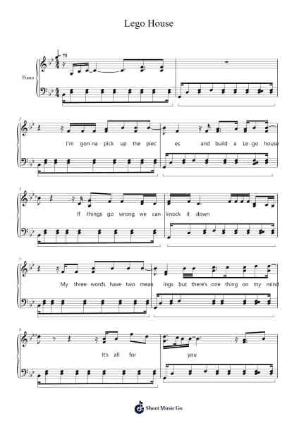 Lego House Sheet Music by undefined-Arr.Urrite