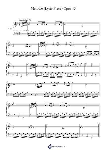 Melodie (Lyric Piece) Opus 13 Sheet Music by Harry Rees-Arr.Tombrow Lawpaul