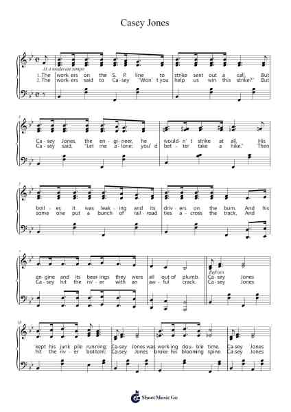 Casey Jones Sheet Music by undefined-Arr.Janejill Mooca