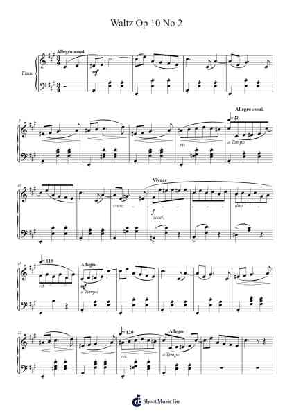 Waltz Op. 10, No. 2 in A-flat Major Sheet Music by Sergei Rachmaninoff-Arr.Rodblair