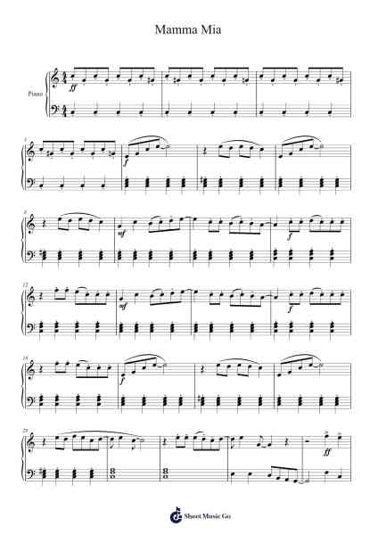 Mamma Mia Notenblatt von ABBA-Arr.Saxel