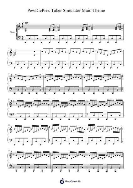 PewDiePie's Tuber Simulator Main Theme Sheet Music by maría gonzalez-Arr.Pauldo Reedbart