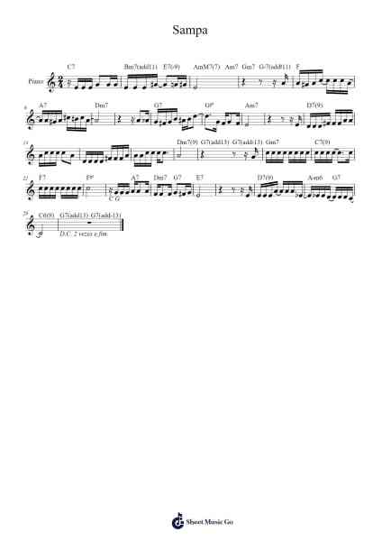 Sampa Sheet Music by undefined-Arr.Handre Raekiel