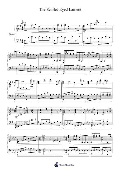 The Scarlet-Eyed Lament Sheet Music by Yoshihisa Hirano-Arr.Attcolm