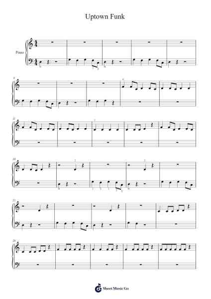 Uptown Funk Sheet Music by Bruno Mars-Arr.Jonessibyl Midsopp