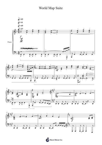 World Map Suite Sheet Music by Yoko Tsujiyoko-Arr.Nelrist Hornrias