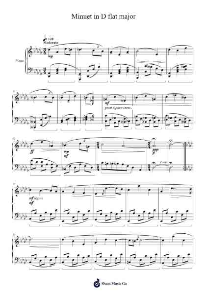 Minuet in D flat major Sheet Music by Pyotr Ilyich Tchaikovsky-Arr.Popgram Migcky