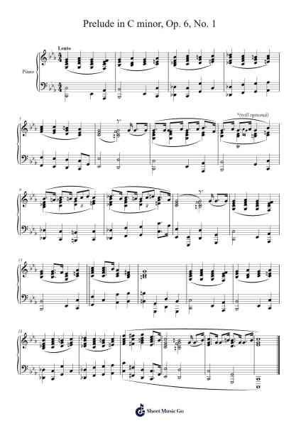 Prelude in C minor, Op. 6, No. 1 Sheet Music by K. O'Neil-Arr.Gailma