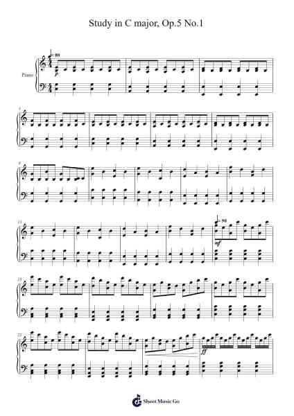 Study in C major, Op.5 No.1 Sheet Music by Ben E.-Arr.Crailynn Rodlan