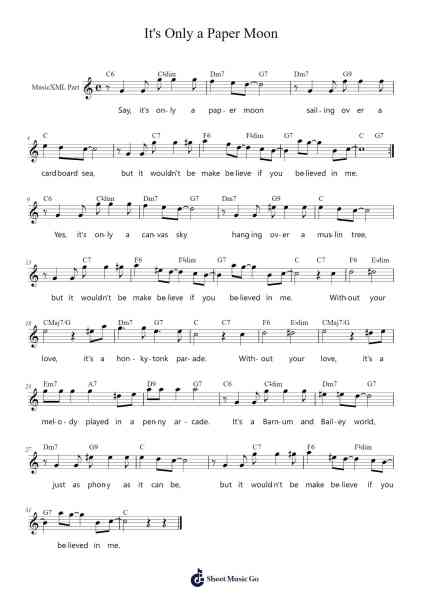 It's Only a Paper Moon Musica per pianoforte di Montlogg - Arr.Corrie