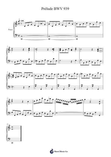 Prélude in C Major, BWV 939 Sheet Music by Johann Sebastian Bach-Arr.Inmark Ausbrooke