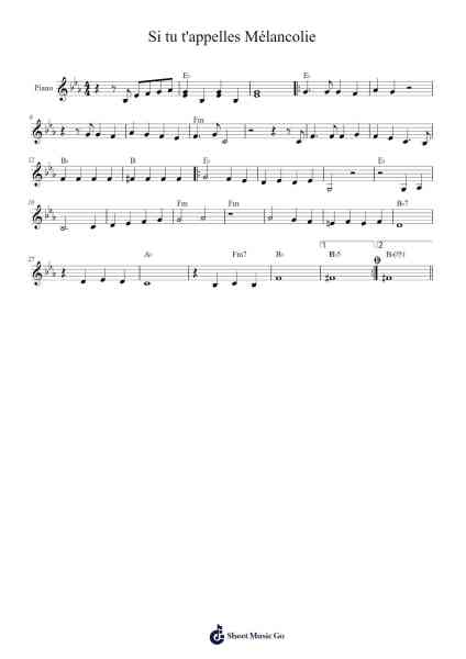 Si tu t'appelles Mélancolie Sheet Music by Joe Dassin-Arr.Grifdice