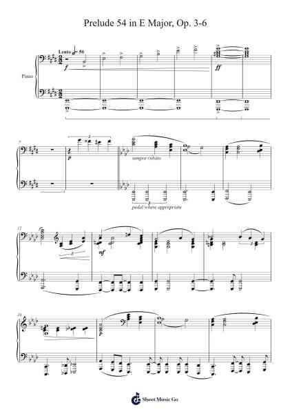 Prelude 54 in E Major, Op. 3-6 Sheet Music by Timothy Cho-Arr.Maugdiah Semon