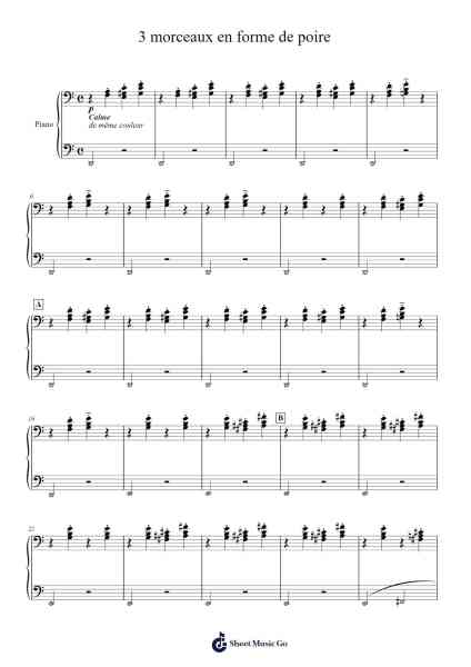 3 Morceaux en forme de poire - Satie: En plus - II. Secundo Sheet Music by Erik Satie-Arr.Bophen