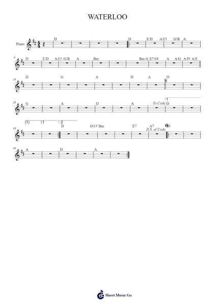 WATERLOO Sheet Music by ABBA-Arr.Stonelian Chantham